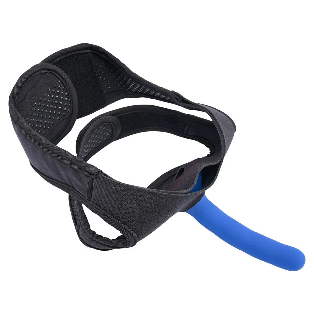 Pivot face harness with a blue probe fitted through the front opening