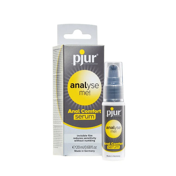 pjur analyse me! Anal Comfort Serum 20 ml pump bottle in front of its grey retail box