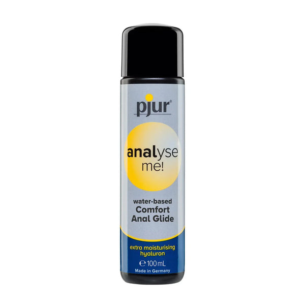 pjur analyse me! Comfort Water Anal Glide, grey-blue 100 ml bottle on white