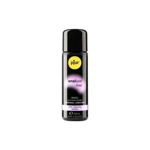pjur analyse me! Relaxing Silicone Anal Glide, slim black 30 ml bottle on white