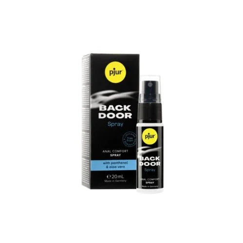 pjur Back Door Anal Comfort Spray, 20 ml pump bottle beside its retail box
