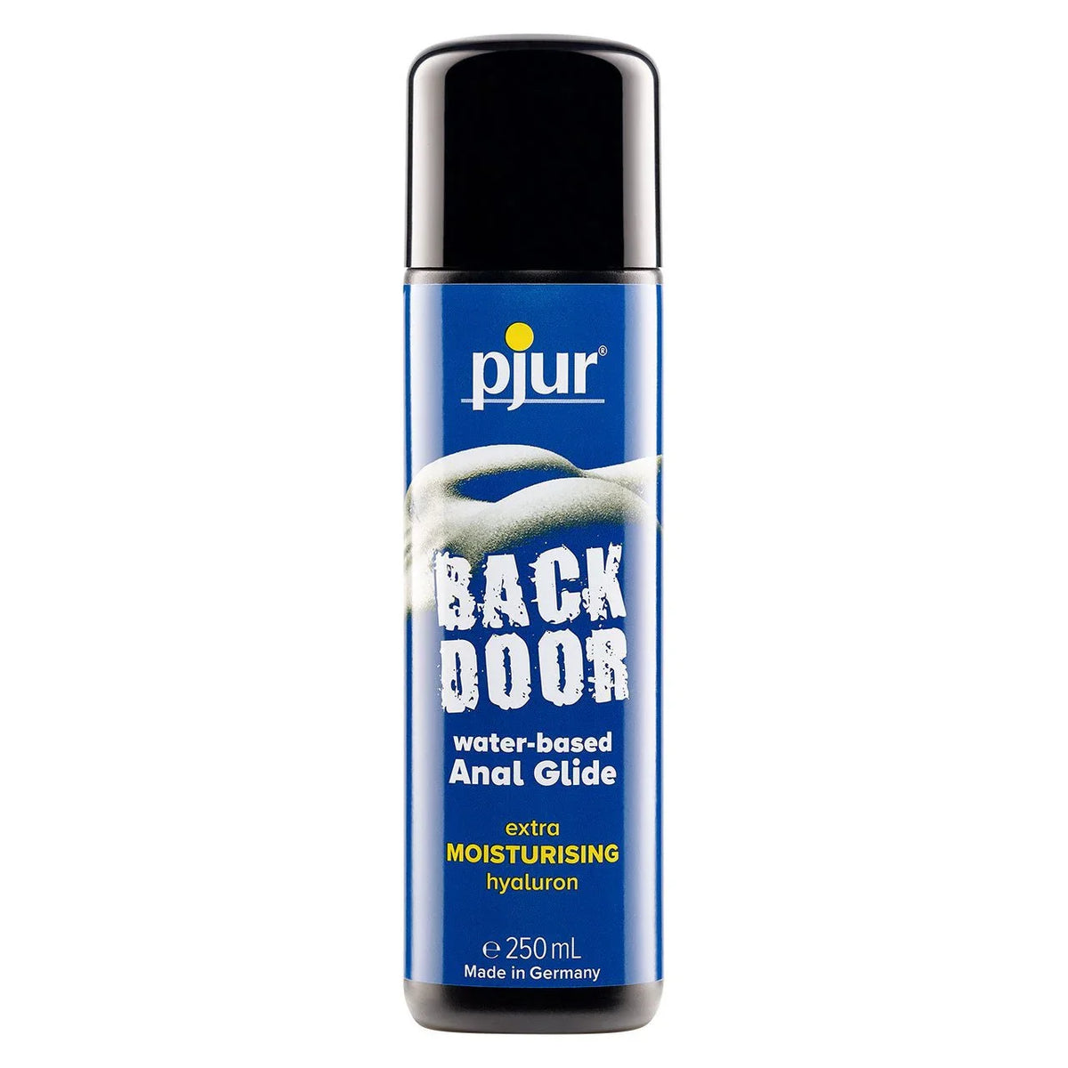 pjur Back Door water-based Anal Glide, blue 250 ml bottle front view