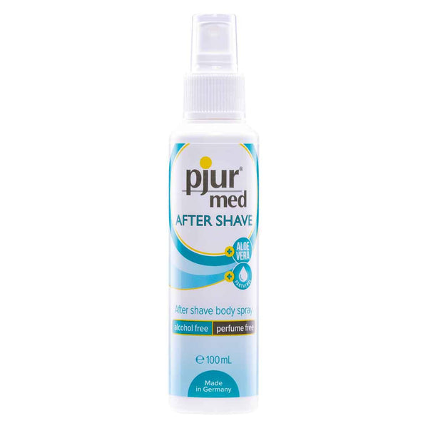 pjur med After Shave 100 ml spray bottle, front label showing aloe vera badges