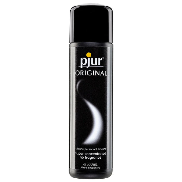 pjur Original silicone lubricant, black 500 ml bottle with crescent design