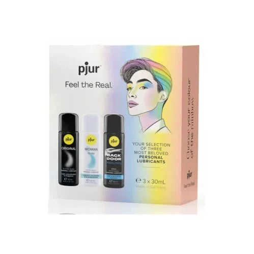 pjur Pride Box 2024, rainbow gift box with three 30 ml bottles pictured on the front