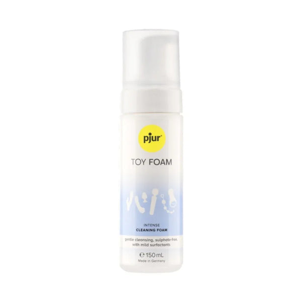 pjur Toy Foam cleaning foam, white 150 ml foamer bottle on white