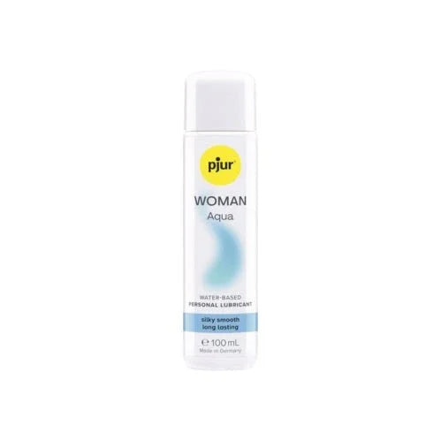 pjur Woman Aqua, white 100 ml bottle with pale blue swirl