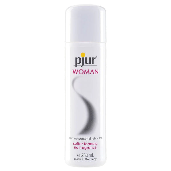 pjur Woman silicone lubricant, white 250 ml bottle with grey swirl