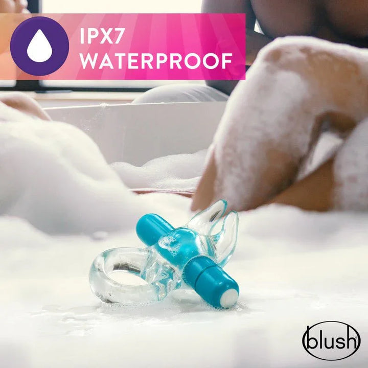 Blue Bull C-ring resting in bath foam, IPX7 waterproof panel