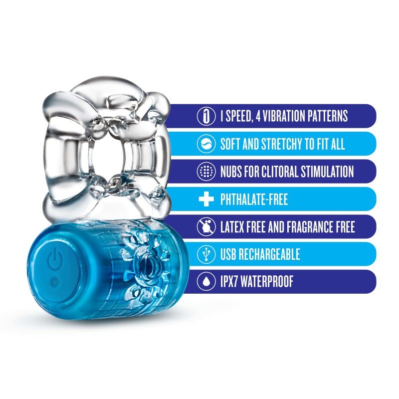 Play With Me Pleaser Rechargeable C - Ring - Blue - Blue Rechargeable Cock Ring – Sex toys NZ by Naughtyhut. Discreet delivery nationwide.