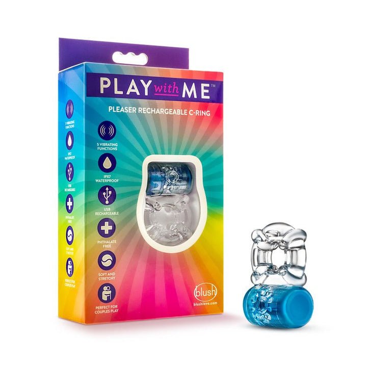 Play With Me Pleaser Rechargeable C - Ring - Blue - Blue Rechargeable Cock Ring – Sex toys NZ by Naughtyhut. Discreet delivery nationwide.
