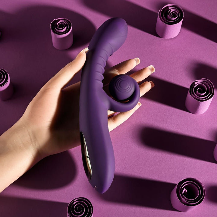 Playboy CURLICUE - Purple 23.5 cm USB Rechargeable Rabbit Vibrator – Sex toys NZ by Naughtyhut. Discreet delivery nationwide.