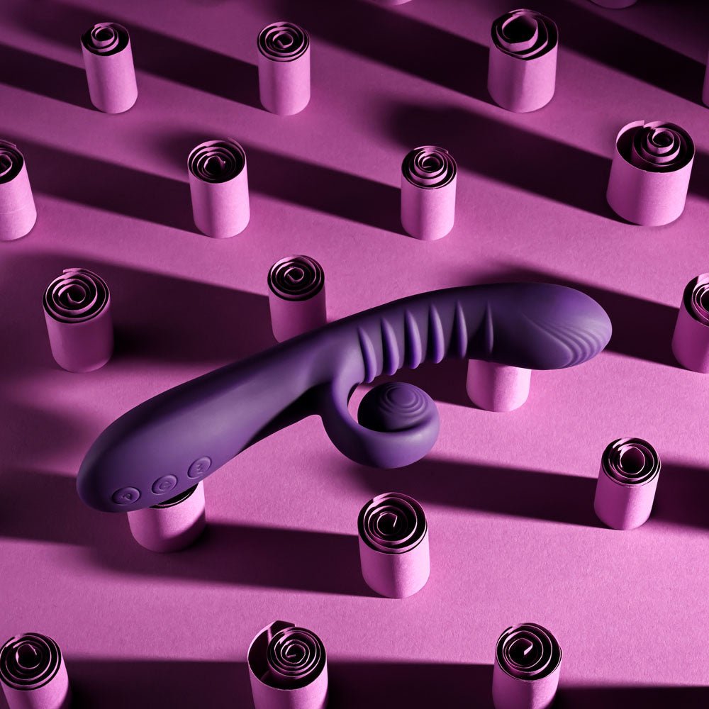 Playboy CURLICUE - Purple 23.5 cm USB Rechargeable Rabbit Vibrator – Sex toys NZ by Naughtyhut. Discreet delivery nationwide.