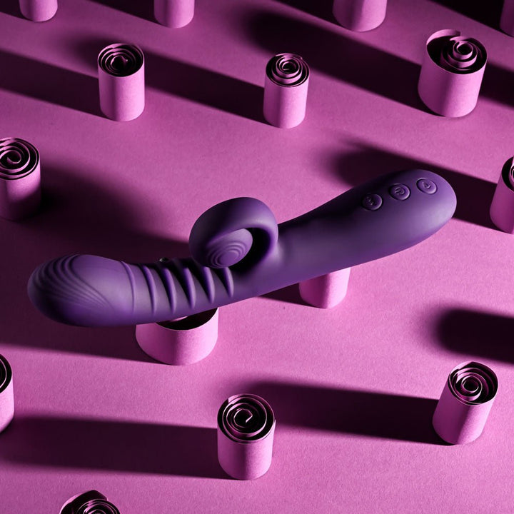 Playboy CURLICUE - Purple 23.5 cm USB Rechargeable Rabbit Vibrator – Sex toys NZ by Naughtyhut. Discreet delivery nationwide.