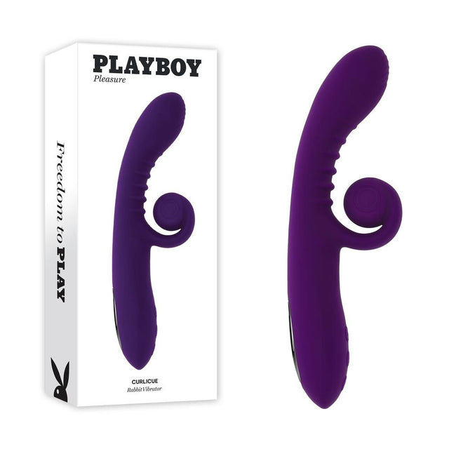 Buy Playboy CURLICUE - Purple 23.5 cm USB Rechargeable Rabbit Vibrator – Naughtyhut NZ sex toys online. Discreet delivery & top brands.