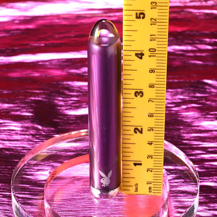 Playboy Pleasure AMETHYST - Purple 12.4 cm USB Rechargeable Glass Tipped Mini Vibrator – Sex toys NZ by Naughtyhut. Discreet delivery nationwide.