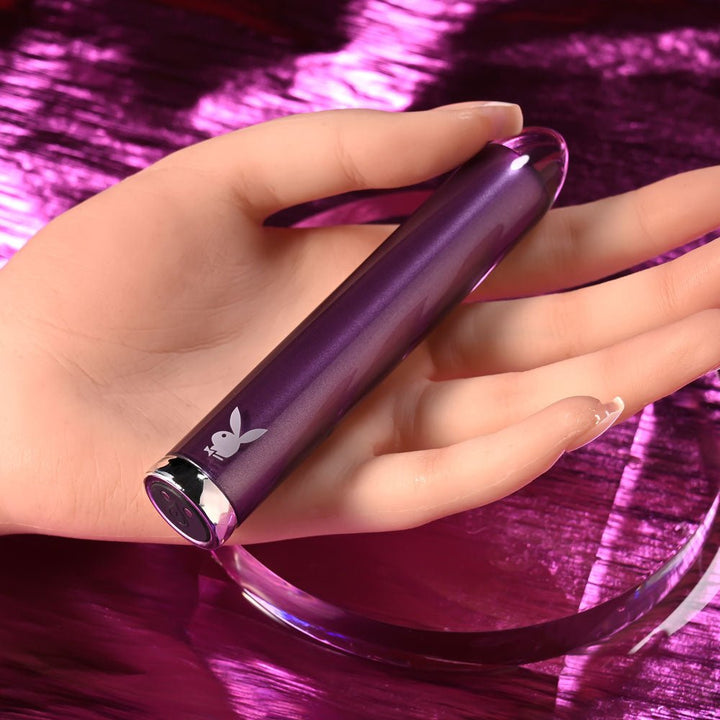 Playboy Pleasure AMETHYST - Purple 12.4 cm USB Rechargeable Glass Tipped Mini Vibrator – Sex toys NZ by Naughtyhut. Discreet delivery nationwide.