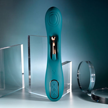 Buy Playboy Pleasure AURELIE - Green 22.7 cm USB Rechargeable Vibrator with Internal Flicker – Naughtyhut NZ sex toys online. Discreet delivery & top brands.
