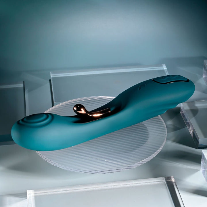 Playboy Pleasure AURELIE - Green 22.7 cm USB Rechargeable Vibrator with Internal Flicker – Sex toys NZ by Naughtyhut. Discreet delivery nationwide.