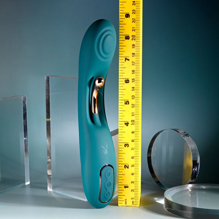 Playboy Pleasure AURELIE - Green 22.7 cm USB Rechargeable Vibrator with Internal Flicker – Sex toys NZ by Naughtyhut. Discreet delivery nationwide.