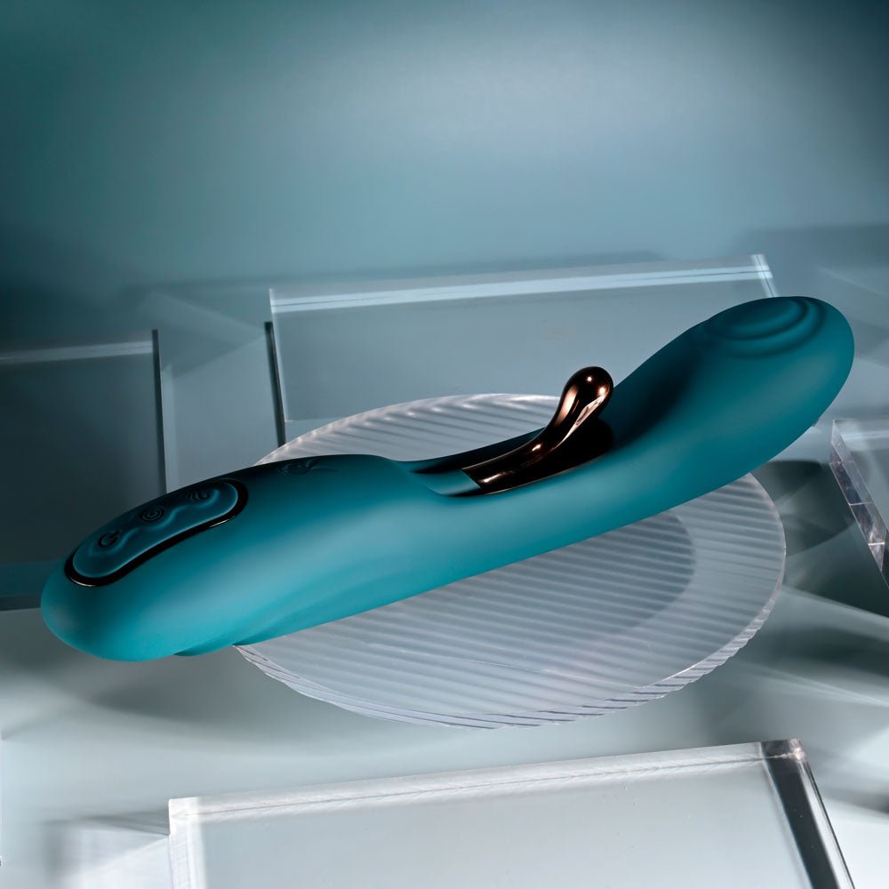 Buy Playboy Pleasure AURELIE - Green 22.7 cm USB Rechargeable Vibrator with Internal Flicker – Naughtyhut NZ sex toys online. Discreet delivery & top brands.