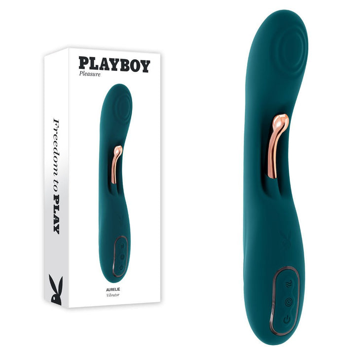 Playboy Pleasure AURELIE - Green 22.7 cm USB Rechargeable Vibrator with Internal Flicker – Sex toys NZ by Naughtyhut. Discreet delivery nationwide.