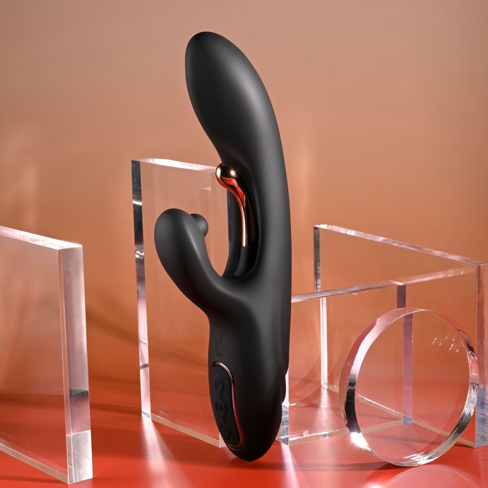 Buy Playboy Pleasure AUREUS - Black 22.7 cm USB Rechargeable Rabbit Vibrator with Internal Flicker – Naughtyhut NZ sex toys online. Discreet delivery & top brands.