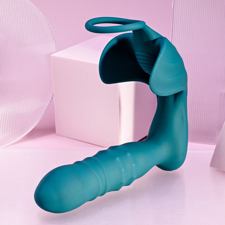 Playboy Pleasure BRING IT ON - Teal USB Rechargeable Thrusting Anal Plug with Cock Ring – Sex toys NZ by Naughtyhut. Discreet delivery nationwide.