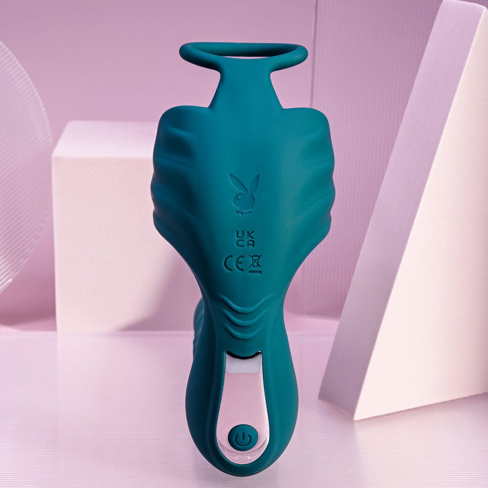 Playboy Pleasure BRING IT ON - Teal USB Rechargeable Thrusting Anal Plug with Cock Ring – Sex toys NZ by Naughtyhut. Discreet delivery nationwide.