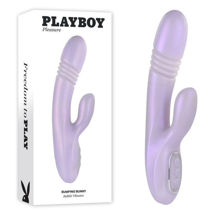 Playboy Pleasure BUMPING BUNNY - Opal 22.9 cm USB Rechargeable Thrusting & Warming Rabbit Vibrator – Sex toys NZ by Naughtyhut. Discreet delivery nationwide.