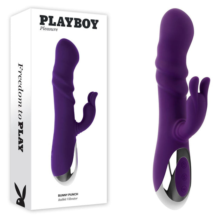 Playboy Pleasure BUNNY PUNCH - Purple 24.4 cm USB Rechargeable Twirling Rabbit Vibrator – Sex toys NZ by Naughtyhut. Discreet delivery nationwide.
