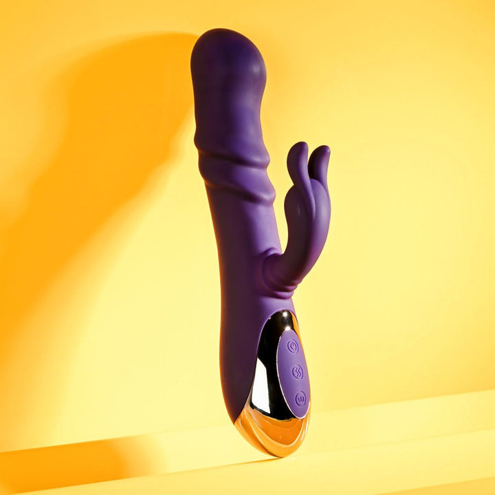 Playboy Pleasure BUNNY PUNCH - Purple 24.4 cm USB Rechargeable Twirling Rabbit Vibrator – Sex toys NZ by Naughtyhut. Discreet delivery nationwide.