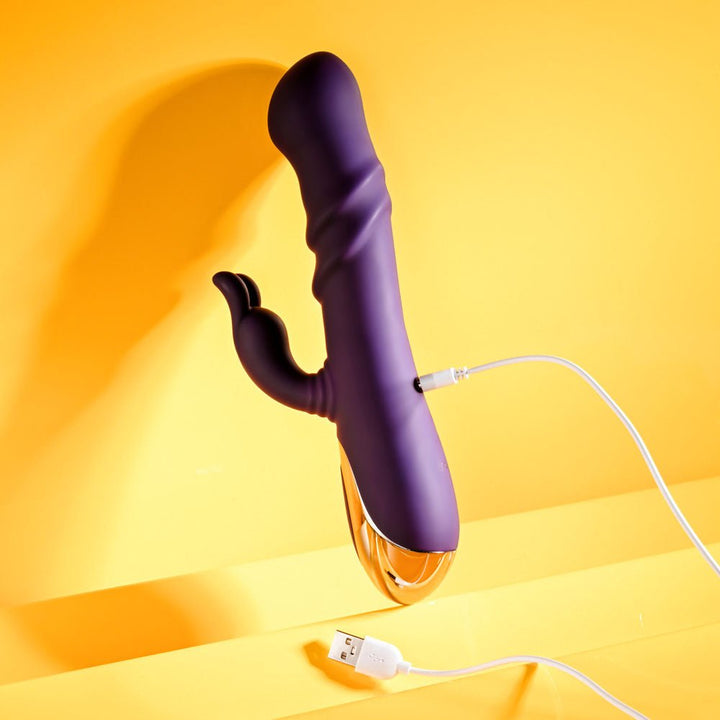 Playboy Pleasure BUNNY PUNCH - Purple 24.4 cm USB Rechargeable Twirling Rabbit Vibrator – Sex toys NZ by Naughtyhut. Discreet delivery nationwide.
