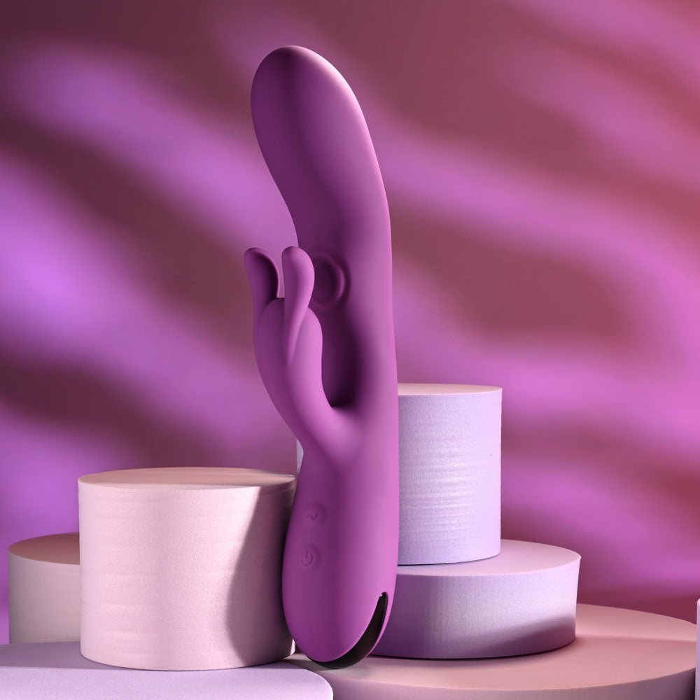 Playboy Pleasure BUSY BUNNY - Purple 22.6 cm USB Rechargeable Rabbit Vibrator with Tapping Shaft – Sex toys NZ by Naughtyhut. Discreet delivery nationwide.