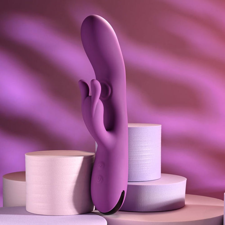 Playboy Pleasure BUSY BUNNY - Purple 22.6 cm USB Rechargeable Rabbit Vibrator with Tapping Shaft – Sex toys NZ by Naughtyhut. Discreet delivery nationwide.