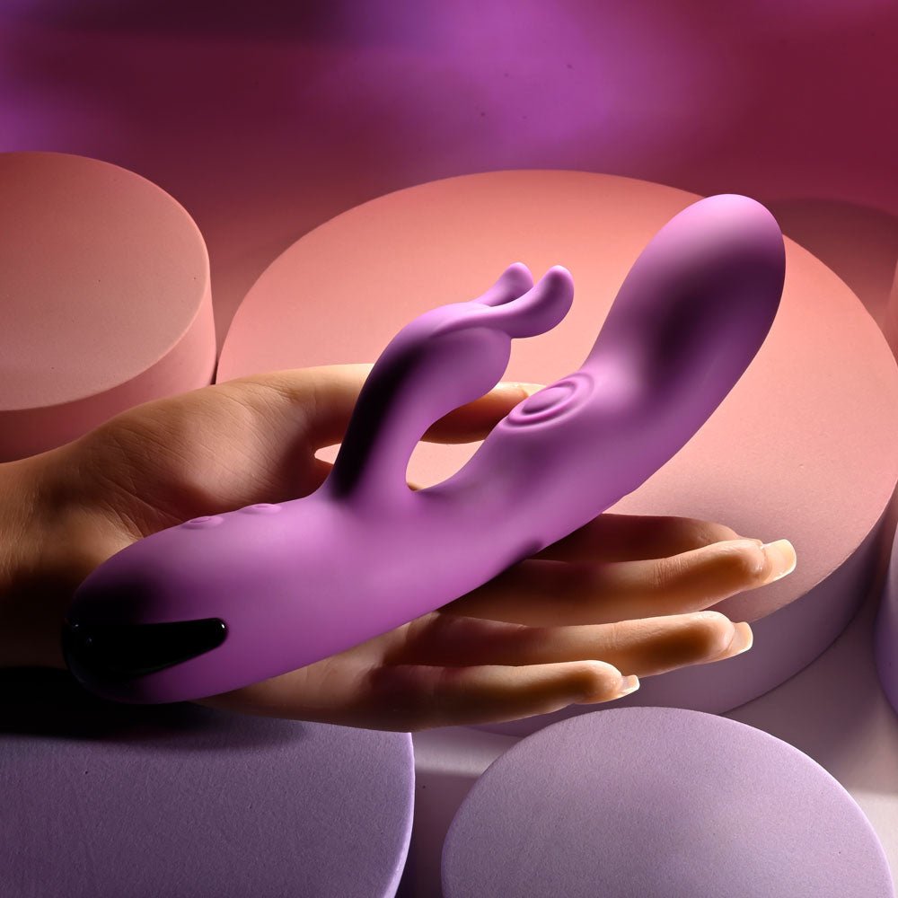 Buy Playboy Pleasure BUSY BUNNY - Purple 22.6 cm USB Rechargeable Rabbit Vibrator with Tapping Shaft – Naughtyhut NZ sex toys online. Discreet delivery & top brands.