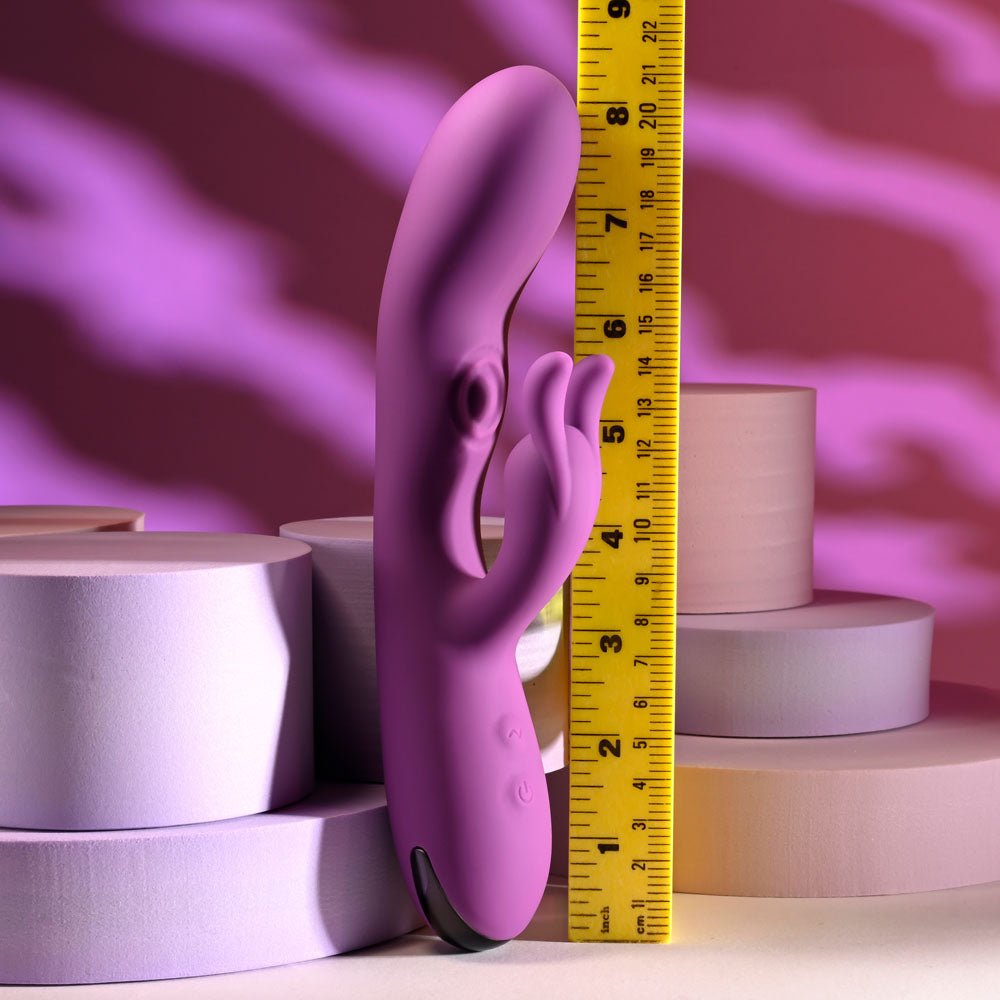 Playboy Pleasure BUSY BUNNY - Purple 22.6 cm USB Rechargeable Rabbit Vibrator with Tapping Shaft – Sex toys NZ by Naughtyhut. Discreet delivery nationwide.