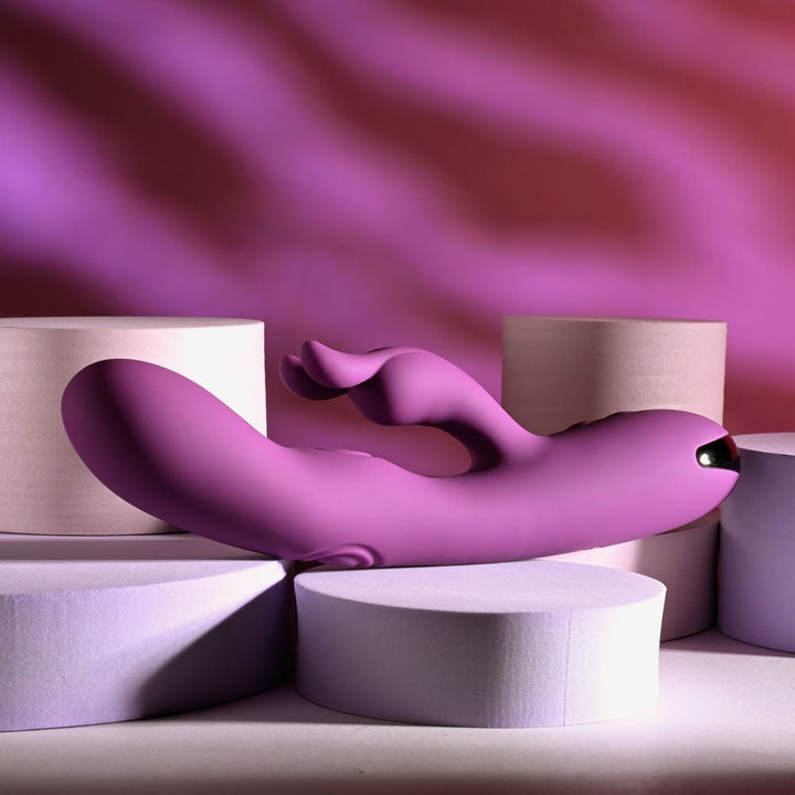 Playboy Pleasure BUSY BUNNY - Purple 22.6 cm USB Rechargeable Rabbit Vibrator with Tapping Shaft – Sex toys NZ by Naughtyhut. Discreet delivery nationwide.