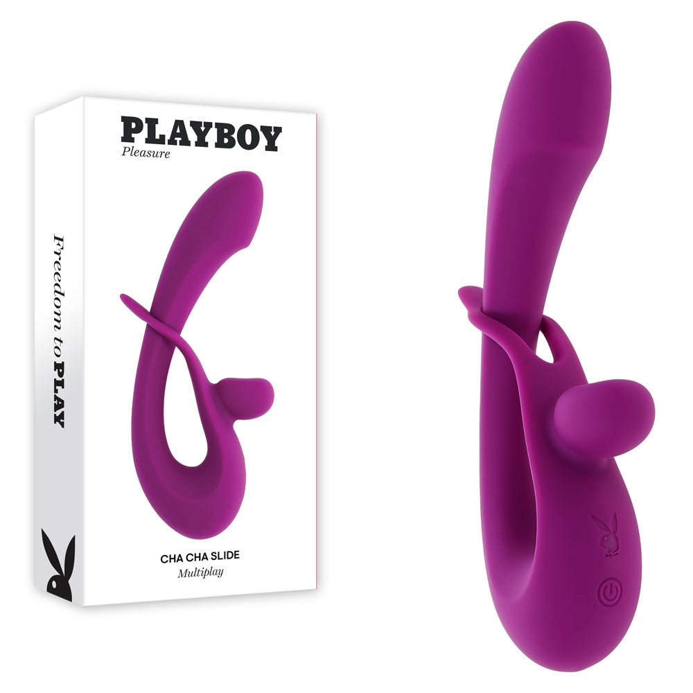 Playboy Pleasure CHA CHA SLIDE - Purple 20 cm USB Rechargeable Rabbit Vibrator – Sex toys NZ by Naughtyhut. Discreet delivery nationwide.