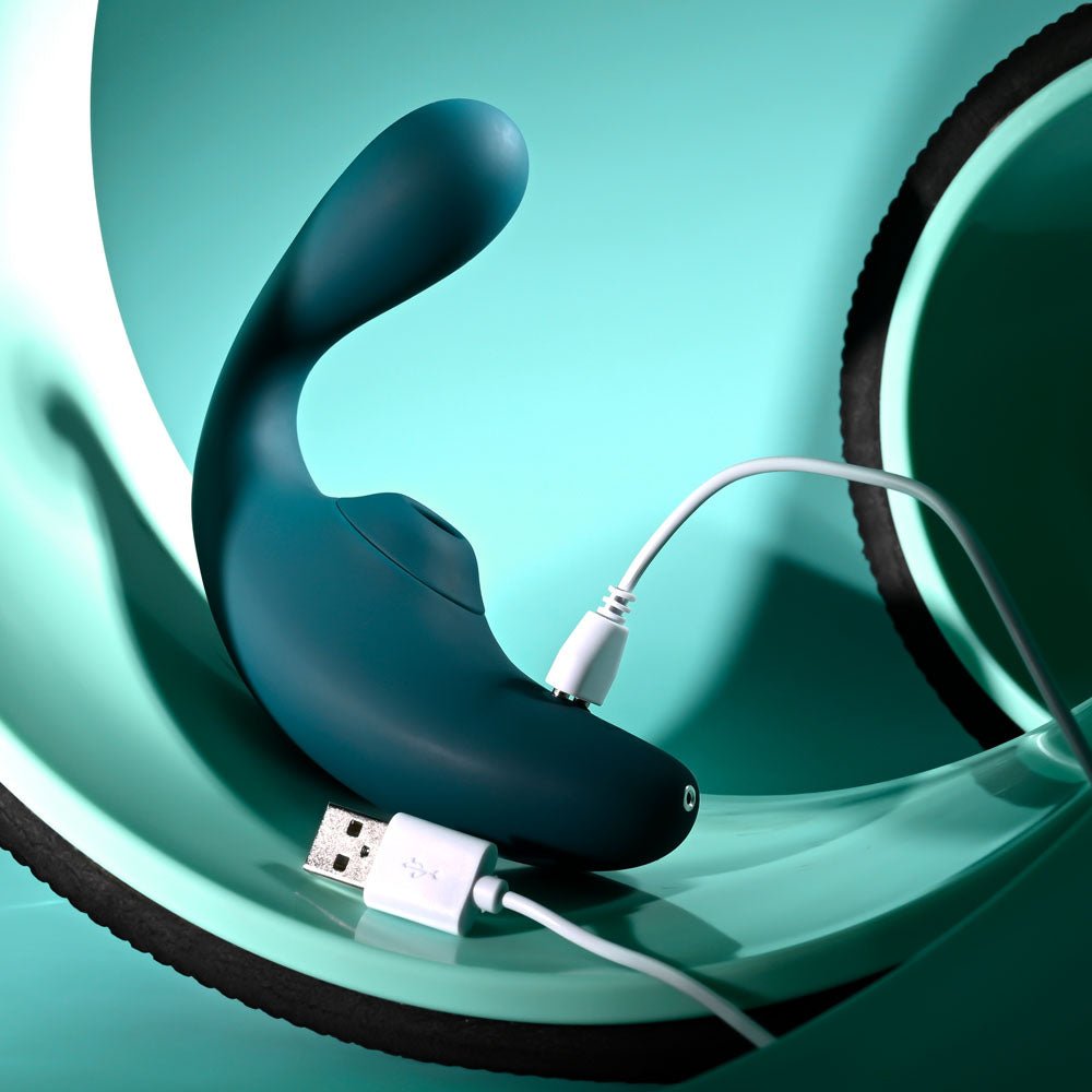 Buy Playboy Pleasure CHARMER - Blue USB Rechargeable Vibrator with Clitoral Suction at NZ’s Mega Adult Toys Store. Discover premium sex toys with discreet shipping at the best price in NZ