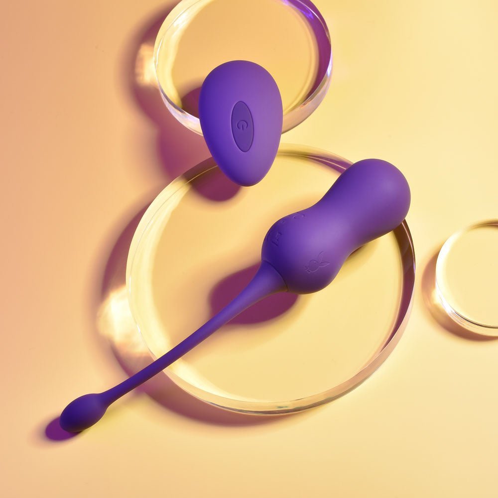 Playboy Pleasure DOUBLE TIME - Purple USB Rechargeable Vibrating Kegel Balls – Sex toys NZ by Naughtyhut. Discreet delivery nationwide.