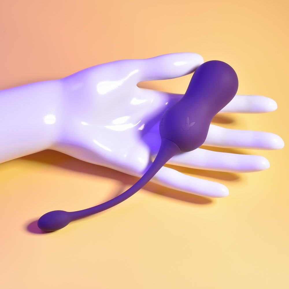 Playboy Pleasure DOUBLE TIME - Purple USB Rechargeable Vibrating Kegel Balls – Sex toys NZ by Naughtyhut. Discreet delivery nationwide.