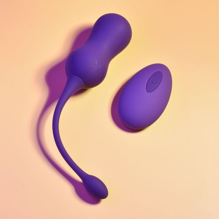 Playboy Pleasure DOUBLE TIME - Purple USB Rechargeable Vibrating Kegel Balls – Sex toys NZ by Naughtyhut. Discreet delivery nationwide.