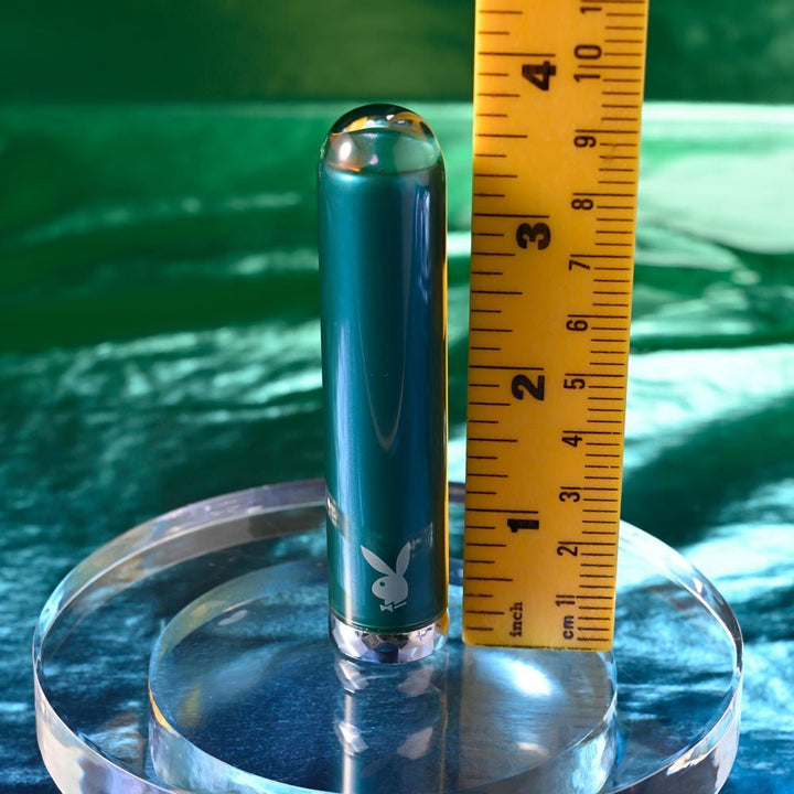 Playboy Pleasure EMERALD - Blue 9.1 cm USB Rechargeable Glass Tipped Bullet – Sex toys NZ by Naughtyhut. Discreet delivery nationwide.