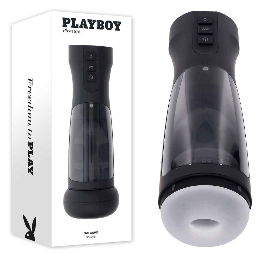Playboy Pleasure END GAME - USB Rechargeable Vibrating & Self Sanitising Stroker – Sex toys NZ by Naughtyhut. Discreet delivery nationwide.