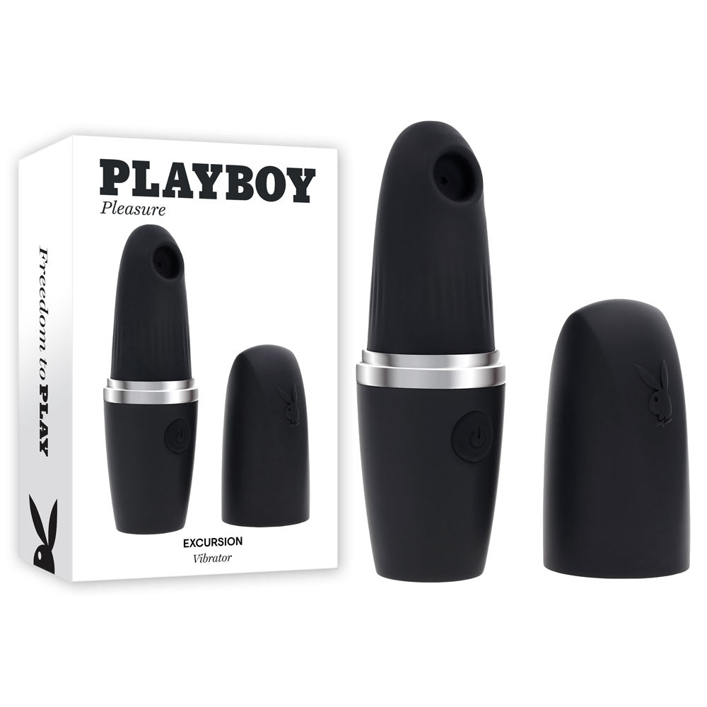 Playboy Pleasure EXCURSION - Black 14.2 cm USB Rechargeable Suction Stimulator – Sex toys NZ by Naughtyhut. Discreet delivery nationwide.