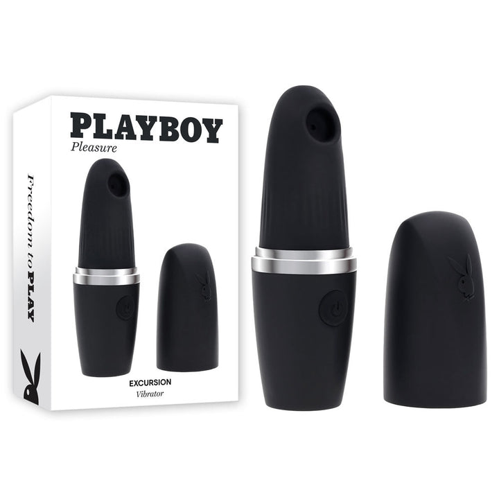 Playboy Pleasure EXCURSION - Black 14.2 cm USB Rechargeable Suction Stimulator – Sex toys NZ by Naughtyhut. Discreet delivery nationwide.