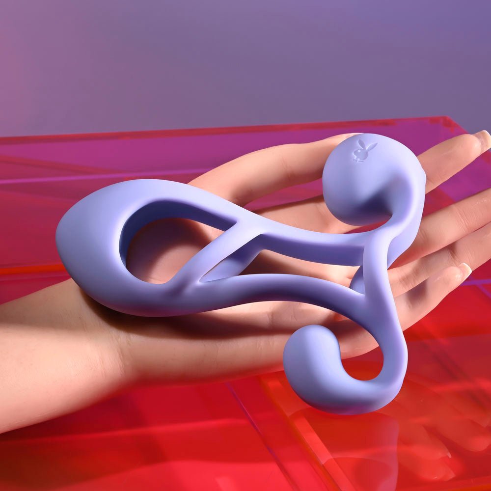 Playboy Pleasure FANTASY CAGE - Purple USB Rechargeable Vibrating Penis Sleeve – Sex toys NZ by Naughtyhut. Discreet delivery nationwide.