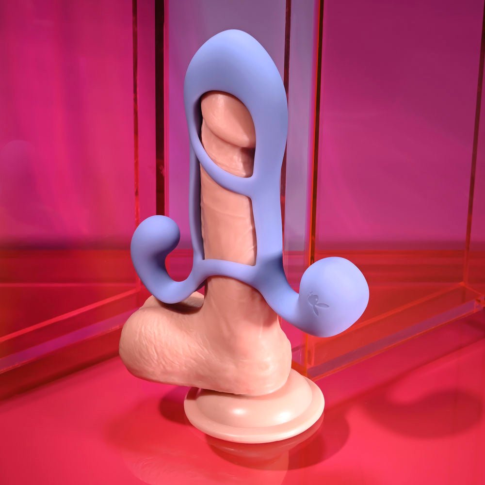 Buy Playboy Pleasure FANTASY CAGE - Purple USB Rechargeable Vibrating Penis Sleeve – Naughtyhut NZ sex toys online. Discreet delivery & top brands.