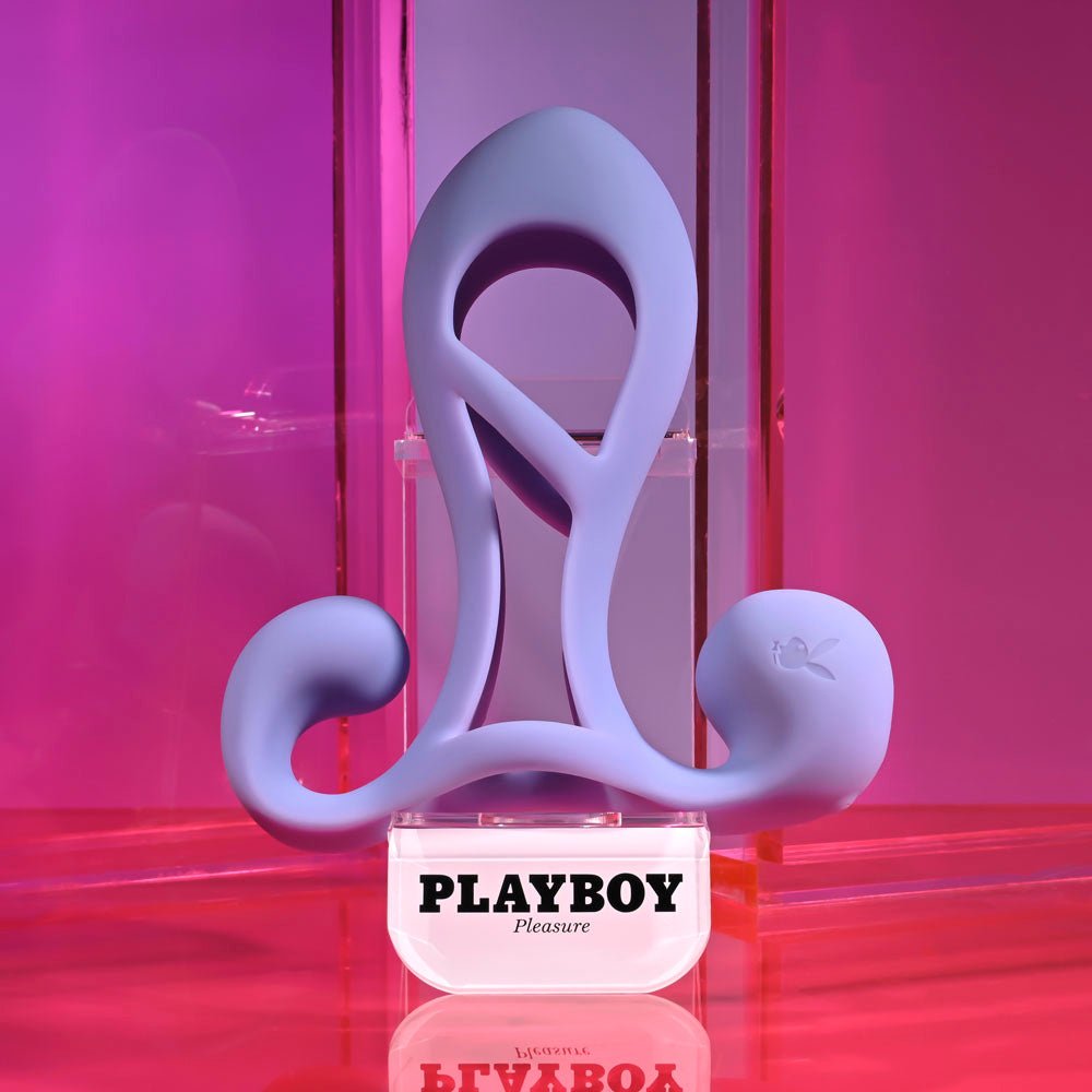 Playboy Pleasure FANTASY CAGE - Purple USB Rechargeable Vibrating Penis Sleeve – Sex toys NZ by Naughtyhut. Discreet delivery nationwide.